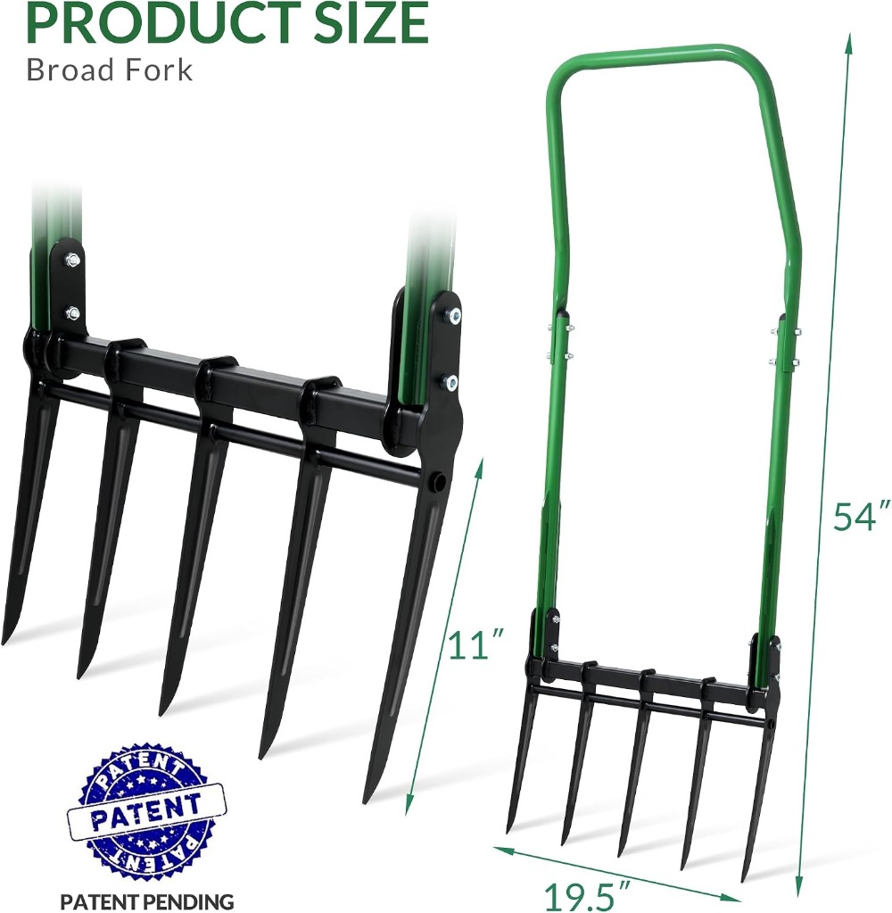 헤비 듀티 5-틴 브로드 포크 정원 도구, 인체공학적  - Gardening Tools For Digging 리뷰 및 가격
